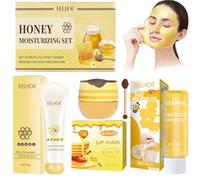Ensemble de Soins de la Peau, Masque Peel Off de Miel, Honey Hand Mask, Masque à Lèvres au Miel, Masque Hydratant Visage de Miels, 24k Gold Hand Mask, Masque Point noir Visage pour Hommes & Femmes
