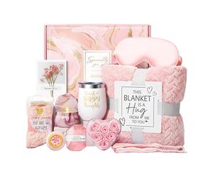 Ensemble de soins de soi pour les femmes - coffret cadeau bien-être avec couverture confortable, cadeau relaxant pour la fête des mères et l'adieu de jeune fille | Coffret bien-être de 11 pièces avec