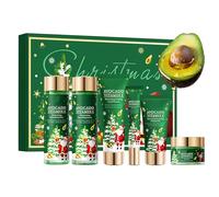 Ensemble de Soins du Visage pour Femme,Noël Soins Visage Hydratants,Coffret Soin Visage Femme avec Cleanser,Toner,Sérum,Crème,Contour Yeux,Masque Hydratant Visage,Noël Coffret Cadeau (Avocat)