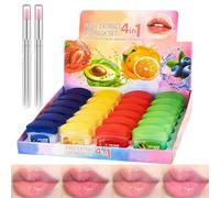 Ensemble De Soins Pour Les LèVres Aux ArôMes De Fruits, Mini Baumes à LèVres 4 En 1,Hydratant Naturel,Nourrissant Longue DuréE, Doux Et Onctueux,Pour SèChes (24Pcs, onesize)