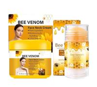Ensemble de soins raffermissants à base de venin d'abeille 2 pièces, stick raffermissant au venin d'abeille pour le visage et le cou, crème hydratante anti-âge et anti-rides pour le visage