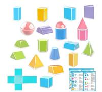 Ensemble De Solides Géométriques - 20 Pièces De Formes Solides 3D Avec Filets De De Volume, Blocs De Construction Géométriques Éducatifs | Aides Pédagogiques En Mathématiques, Kit D'apprentiss
