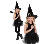 Ensemble De Sorcière Pour Enfants Robe De Sorcière Noire Pour Filles D'Halloween