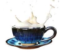 Ensemble De Soucoupes À En Grès - Ensemble De Tasses À Caf Et Soucoupes Japonaises, Tasse À Latte À Changement De Four De 150 Ml | Tasses À Café En Porcelaine Glacée Modifiée Au Four, Pour La Ma