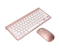 Ensemble de Souris Clavier sans Fil 2.4G USB Bouton Muet Ergonomique Fin pour Ordinateur (Or Rose)
