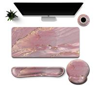 Ensemble De Sous-Mains Ergonomiques Avec Repose-Poignet, Tapis De Souris Et Sous-Verre Rose