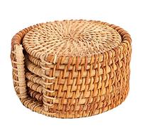 Ensemble de sous-Verres en rotin Faits à la Main, 6 pièces, pour Tasse à thé isolée, napperon, Accessoires pour Tasse à thé (10 cm)