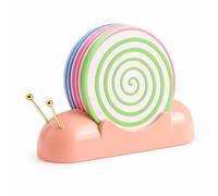 Ensemble De Sous-verres « Escargot » Avec Support, Sous-verres Résistants À La Chaleur Avec Socle De Rangement, Organiseur De Table Pour Tasses À Café Et À Thé(Pink)