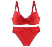 Ensemble de sous-vêtements 2 pièces pour femme, soutien-gorge rembourré confortable avec coupe normale et culotte, bralette sans armatures, ensemble de slip sexy, Z1 rouge., 100C