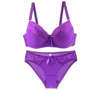 Ensemble de sous-vêtements 2 pièces pour femme, soutien-gorge rembourré confortable avec coupe normale et culotte, bralette sans armatures, ensemble de slip sexy, Z1 - Violet., 95C
