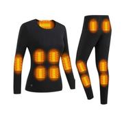 Ensemble de sous-Vêtements Chauffant Femme sous-Vêtements avec 28 Zones de Chauffage et 3 Niveaux de Chauffage Tenue Couleur Unie Grande Taille Manches Longues et Slim Pantalon Ensembles Lavable