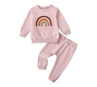Ensemble de sous vêtements d'automne Unisexe pour Enfants, avec imprimé Arc en Ciel, Comprenant Un Haut à Manches Longues et Un Pantalon avec Faux Cordon de Serrage, Ensemble Deux pièces (12 Months)