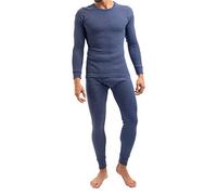 Ensemble de sous-vêtements MT thermiques et de ski pour homme à manches longues avec intérieur en polaire - Bleu - Medium