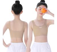 Ensemble de sous-vêtements pour fille pour le développement précoce, maillot de corps et soutien-gorge confortables et flexibles pour enfants âgés de 7 à 16 ans. (Beige2, 15 ans)