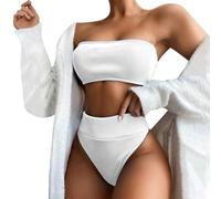 Ensemble de sous-vêtements rouge 2 pièces maillot de bain normal dos nu 2 pièces impression réglable couleur sangle rembourrée femme fitness sexy, Blanc., M