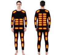 Ensemble de sous-vêtements Thermiques Chauffants pour Homme,Alimentation USB Chauffage Intelligent 42 Zones Hauts et Pantalons Chauds