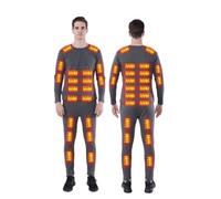 Ensemble de sous-vêtements Thermiques Chauffants pour Homme,Alimentation USB Chauffage Intelligent 42 Zones Hauts et Pantalons Chauds