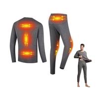 Ensemble de sous-vêtements Thermiques Chauffants pour Hommes avec 6 Zones de Chauffage, Vêtements Thermiques pour Hommes Pull de Chargement USB et Legging, Gris, XL