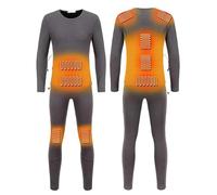 Ensemble de sous-vêtements Thermiques Chauffants USB pour Hommes Femmes, Pantalons Chauffants pour Hommes et 9 Zones chauffantes Couche de Base Ligne Polaire Plus Chaude, Gris, 3XL