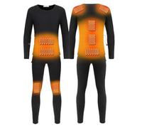 Ensemble de sous-vêtements Thermiques Chauffants USB pour Hommes Femmes, Pantalons Chauffants pour Hommes et 9 Zones chauffantes Couche de Base Ligne Polaire Plus Chaude, Noir,m