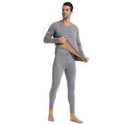 Ensemble de sous-vêtements thermiques en velours de luxe à double couche pour hommes offrant chaleur et confort par temps froid (Gris clair,Usine XL Poitrine Taille 104-111 CM,TM1709M-XL-LGY)