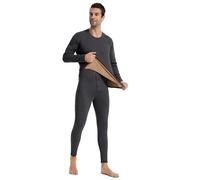 Ensemble de sous-vêtements thermiques en velours de luxe à double couche pour hommes offrant chaleur et confort par temps froid (Gris foncé,Usine XL Poitrine Taille 104-111 CM,TM1709M-XL-DGY)
