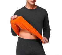 Ensemble de sous-vêtements thermiques en velours pour homme - Caleçon long et haut - Grande taille - Pour un usage quotidien décontracté en automne, hiver et printemps - Taille XL - Gris foncé