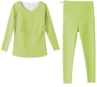 Ensemble De Sous-Vêtements Thermiques Pour Femmes Enceintes,Hauts D'allaitement Chauds,Haut Et Pantalon Thermiques, Leggings De Maternité À Manches Longues,Vêtements D'allaitement F,3XL(80-90kg)