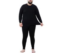 Ensemble De sous-vêtements Thermiques pour Homme, Couche De Base Thermique d'hiver, Col Rond Ultra Doux Et Chaud, Manches Longues, sans Couture, Grande Taille, Haut Et Bas (Noir,XXL)