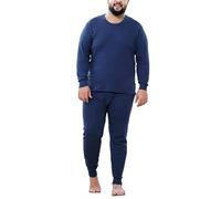 Ensemble De sous-vêtements Thermiques pour Homme, Couche De Base Thermique d'hiver, Col Rond Ultra Doux Et Chaud, Manches Longues, sans Couture, Grande Taille, Haut Et Bas (Bleu,XXXL)