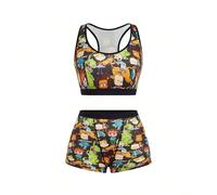 Ensemble de soutien-gorge bralette et culotte boyshort imprimé de motifs dessin animé grande taille 0XL,1XL,2XL,3XL,4XLCartoon,PortraitPolyester