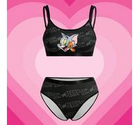 Ensemble de soutien-gorge et culotte avec motif de dessin animé et imprimé lettres pour femmes L,M,S,XL,XSAnimal,Cartoon,LettresPolyester