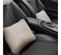 Ensemble de soutien lombaire de voiture avec tissu en daim pour toutes les saisons - Support ergonomique pour le dos et le cou - Pour soulager les oreillers S et Plus (beige)