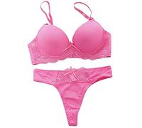 Ensemble de soutiens-gorge rembourré sexy pour femme - Sous-vêtements - Lingerie en dentelle - Soutien-gorge rembourré - Soutien-gorge sans fil respirant - Soutien-gorge de confort, Rose, 110C
