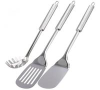 Ensemble de spatules en acier inoxydable, résistant à haute température et anti-brûlure, comprend 3 spatules de cuisine antiadhésives différentes, facile à nettoyer, couleur argentée