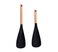 Ensemble De Spatules En Silicone,2 Pièces De Spatule À Frire Avec Manche En Bois - Tourne-Cuisine Pelle À Frire - Pour La Maison Le Grill Le Chef Les Crêpes La Friture La Cuisson La Pâtisserie