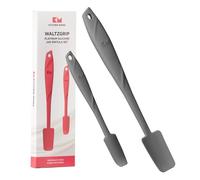 Ensemble de spatules en silicone pour récipients et boîtes Kitchen Mama : résiste à la chaleur, passe au lave-vaisselle, poignée ergonomique, parfait pour mélanger, Platinum WaltzGrip (Gris métal)