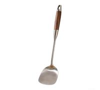 Ensemble de spatules pour wok en acier inoxydable 316L avec manche en bois - Ustensiles de cuisine robustes pour frire, sauter, poêles, ustensiles de cuisine 39 cm (spatule en bois - spatule en bois