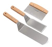 Ensemble de spatules professionnelles en acier inoxydable - Spatule et grattoir robustes - Idéal pour les barbecues en fonte - Qualité commerciale