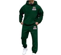 Ensemble de sport décontracté à manches longues et à capuche pour homme et femme, mode automne et hiver, lettre imprimée Sweatshirt homme éléments - idéal promenades temps frais ou (Dark Green, XXXL)