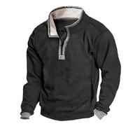 Ensemble de sport d'hiver avec col en polaire, doux et chaud pull avec boutons rétro Pulls molletonnés Oncle, F-Noir, XL