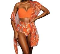 Ensemble de Sport Femme Maillot de Bain Amincissant pour île Tropicale, Bikini Trois pièces à imprimé Floral, Tankini pour Femme
