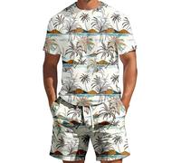 Ensemble De Sport Homme, Ensemble Deux PièCes pour Homme Printemps/éTé DéContracté Sport Plage Imprimé sur Coutures T-Shirt à Manches Courtes Et Short