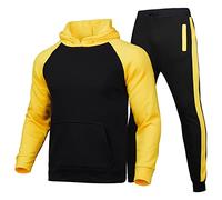 Ensemble De Sport Homme Survêtement Pas Cher Sweat À Capuche, avec Poche Kangourou Cordon Serrage À Taille Grandes Ample Pantalons Couleur Unie Gym Sportswear De Couple Exercice Automne
