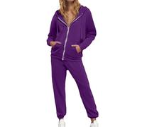 Ensemble de Sport pour Femme,éLéGant et Confortable,Composé d'un Sweat à Capuche et d'un Pantalon de Jogging Ample.IdéAl pour Les Week-Ends de DéTente Ou Les RéUnions DéContractéEs(Dark Purple,XL)