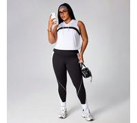 Ensemble de sport pour femmes grandes tailles Rhythm Era avec camisole à capuche courte et leggings de couleur contrastée avec cordon de serrage 1XL,2XL,3XL,4XLBlocs de couleurÉtoffe
