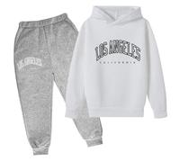Ensemble de Sport pour Fille Pantalon et Sweats Haut 2 Pièce Sweat-Shirt Encapuchonné Pull Joggers Automne Sportwear Plaine Top Bottoms Jogging Costume Survêtement Jeans Tenue Running