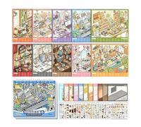 Ensemble De Stickers De Scènes Miniatures Autocollants Paysage Urbain