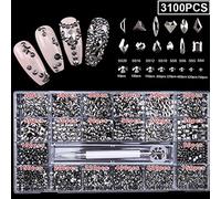 Ensemble de strass en cristal - Perles rondes à dos plat - Pour ongles en 3D