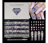 Ensemble De Strass Pour Ongles - Kit De Strass En Rond | Gemmes À Ongles Irisées Irrégulières À 24 Compartiments | Décoration DIY Pour Des Designs Scintillants Et Une Manucure Créativ